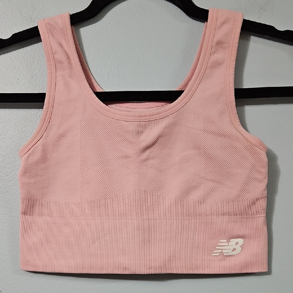 New Balance Blush Pull Over Pink Athletic Top Sports Bra Size SP